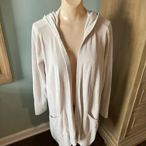 Barefoot Dreams CozyChic Lite Hooded Cardigan Cream | Size M